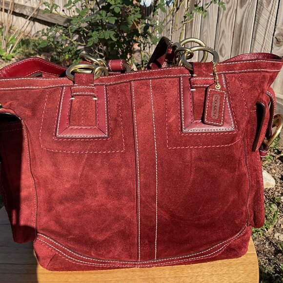 Coach gallery suede burgundy 10084 Lunch tote bag purse - Picture 2 of 7
